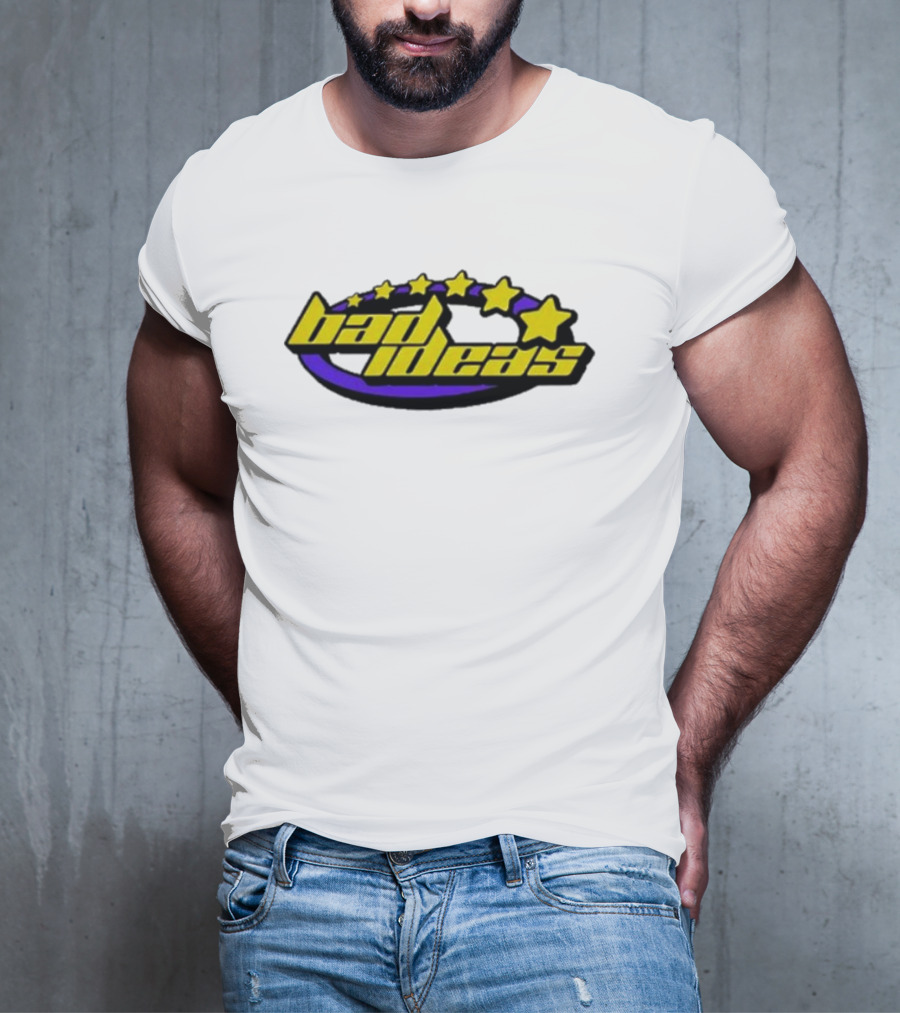 Bad Ideas Content Retro Five Stars Yellow And Purple T-Shirt