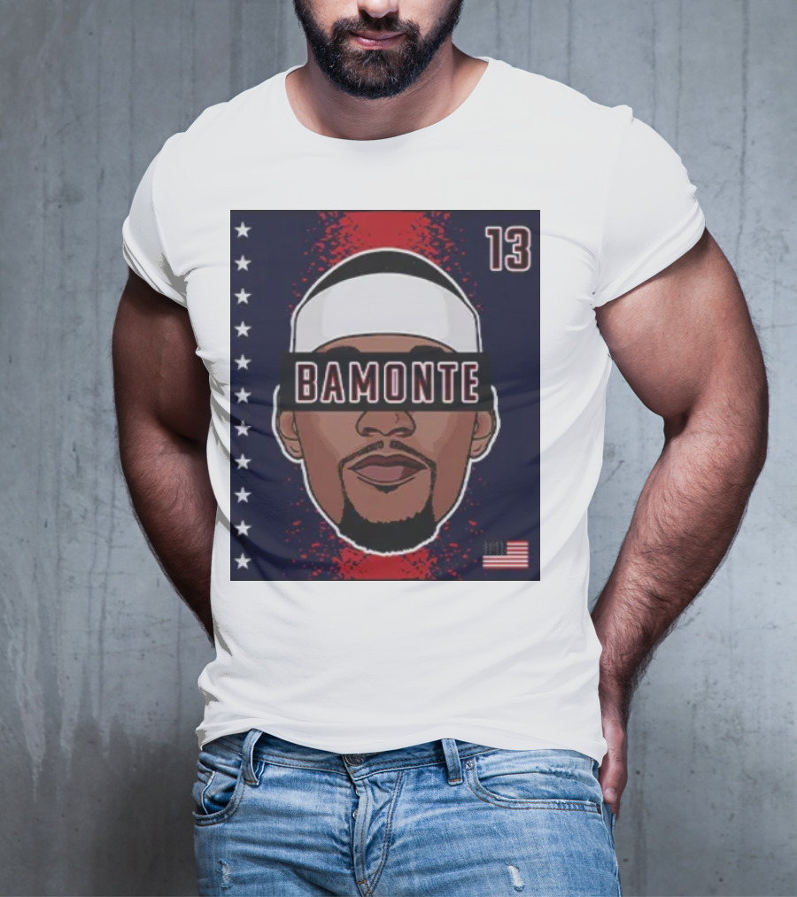 Bamonte 13 Stars And Stripes Illustration Bam Adebayo T-Shirt