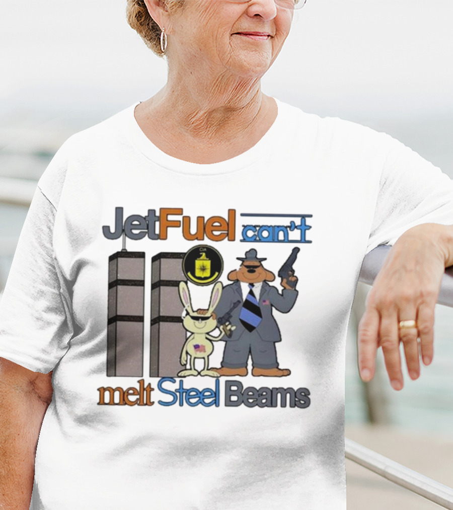 Barely Legal Clothing Jet Fuel Can’t Melt Steel Beams Sam And Max CIA Twin Towers T-Shirt