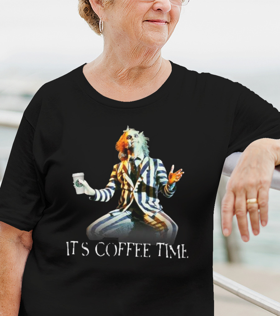 Beetlejuice Holding Coffee It’s Coffee Time T-Shirt