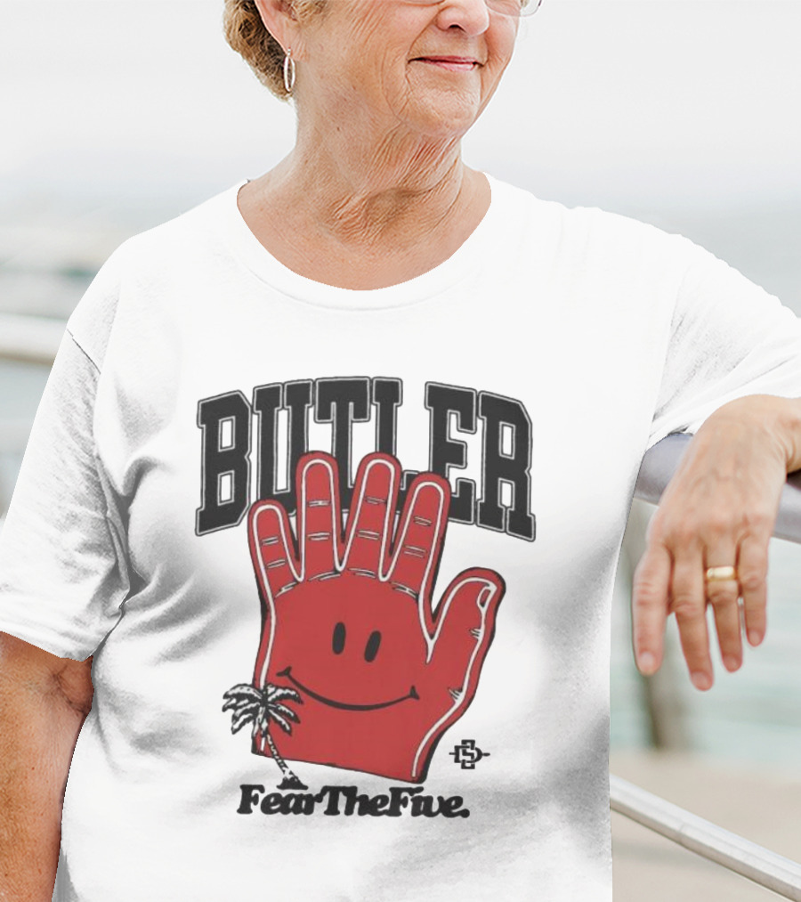 Butler Fear The Five SDSU Smiley Hand Palm Tree T-Shirt