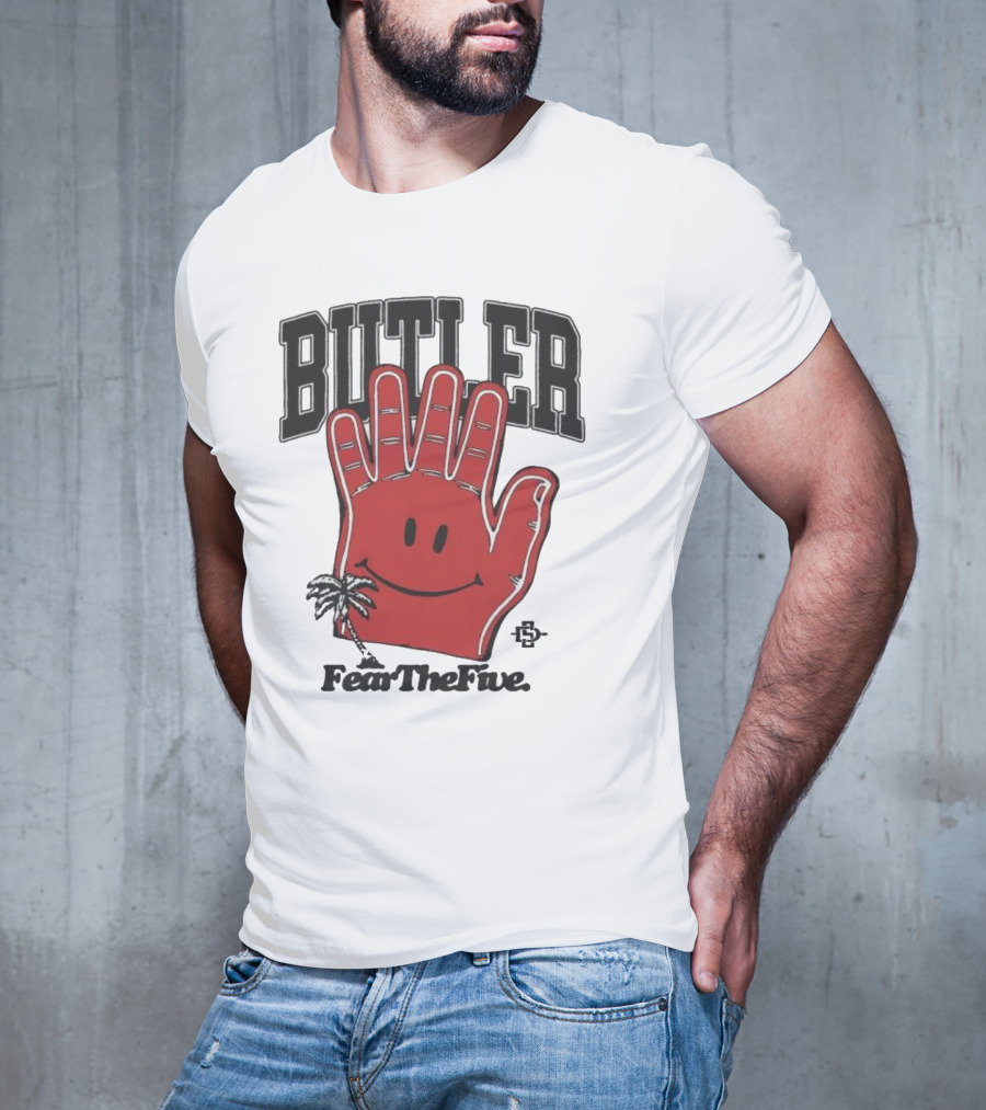 Butler Fear The Five SDSU Smiley Hand Palm Tree T-Shirt