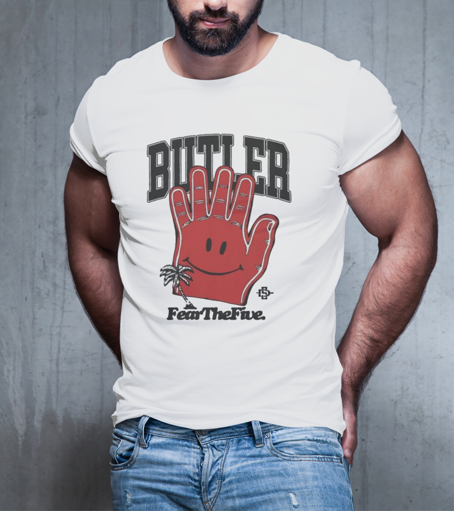 Butler Fear The Five SDSU Smiley Hand Palm Tree T-Shirt