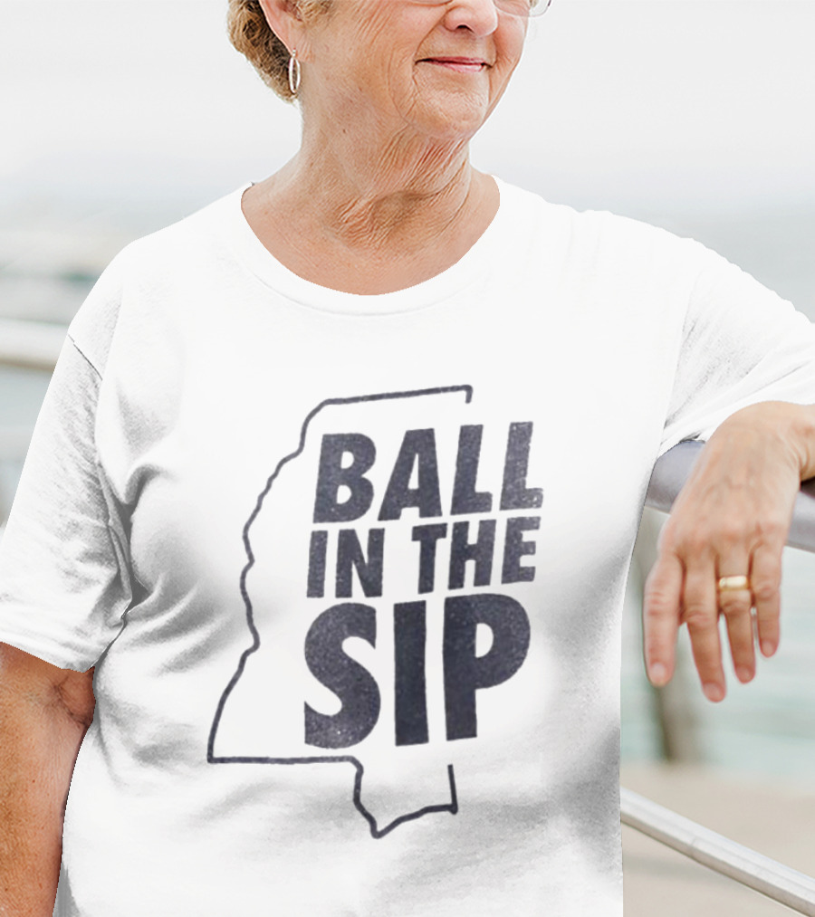 Ball In The Sip Mississippi Outline Lane Kiffin T-Shirt