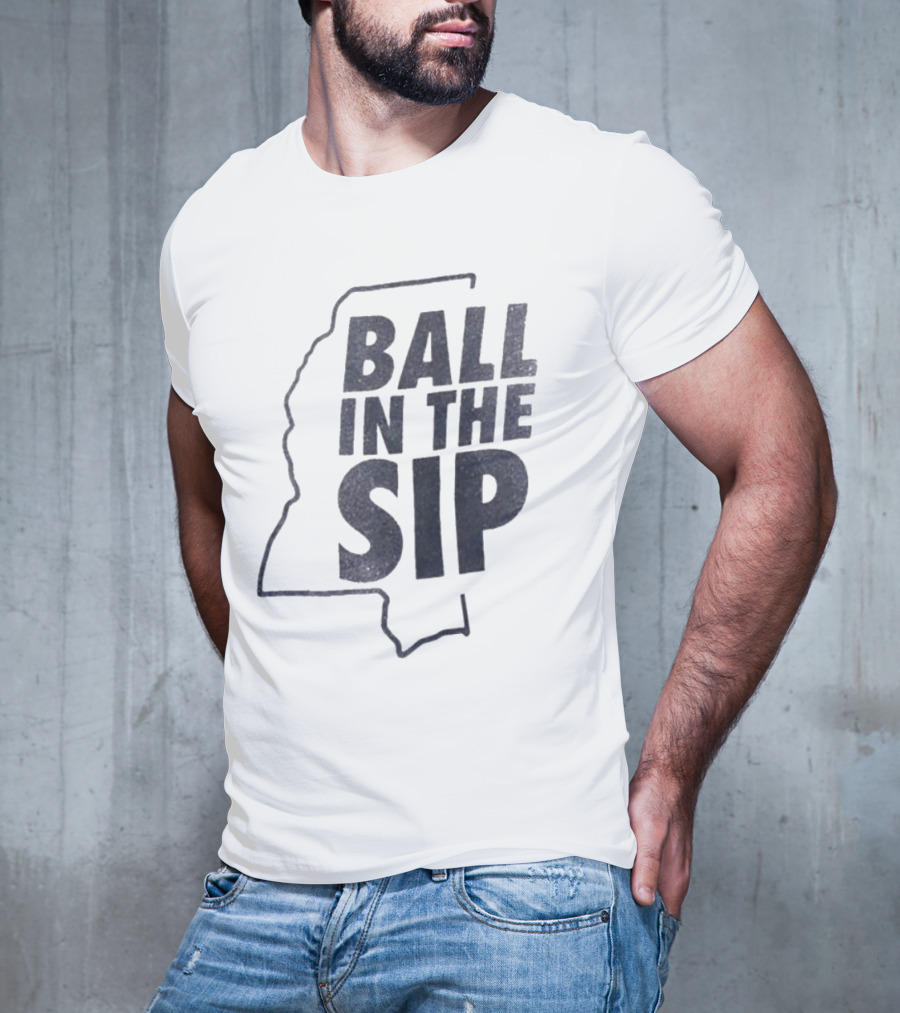 Ball In The Sip Mississippi Outline Lane Kiffin T-Shirt