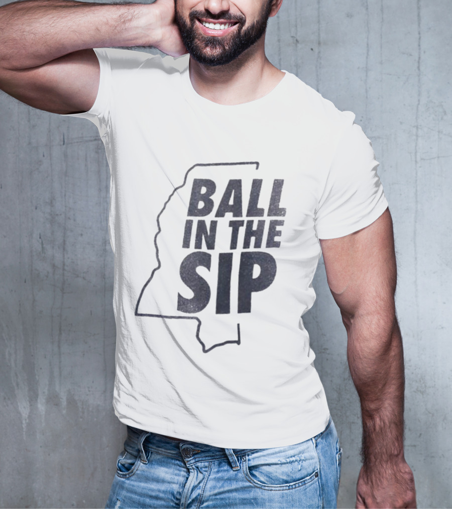Ball In The Sip Mississippi Outline Lane Kiffin T-Shirt