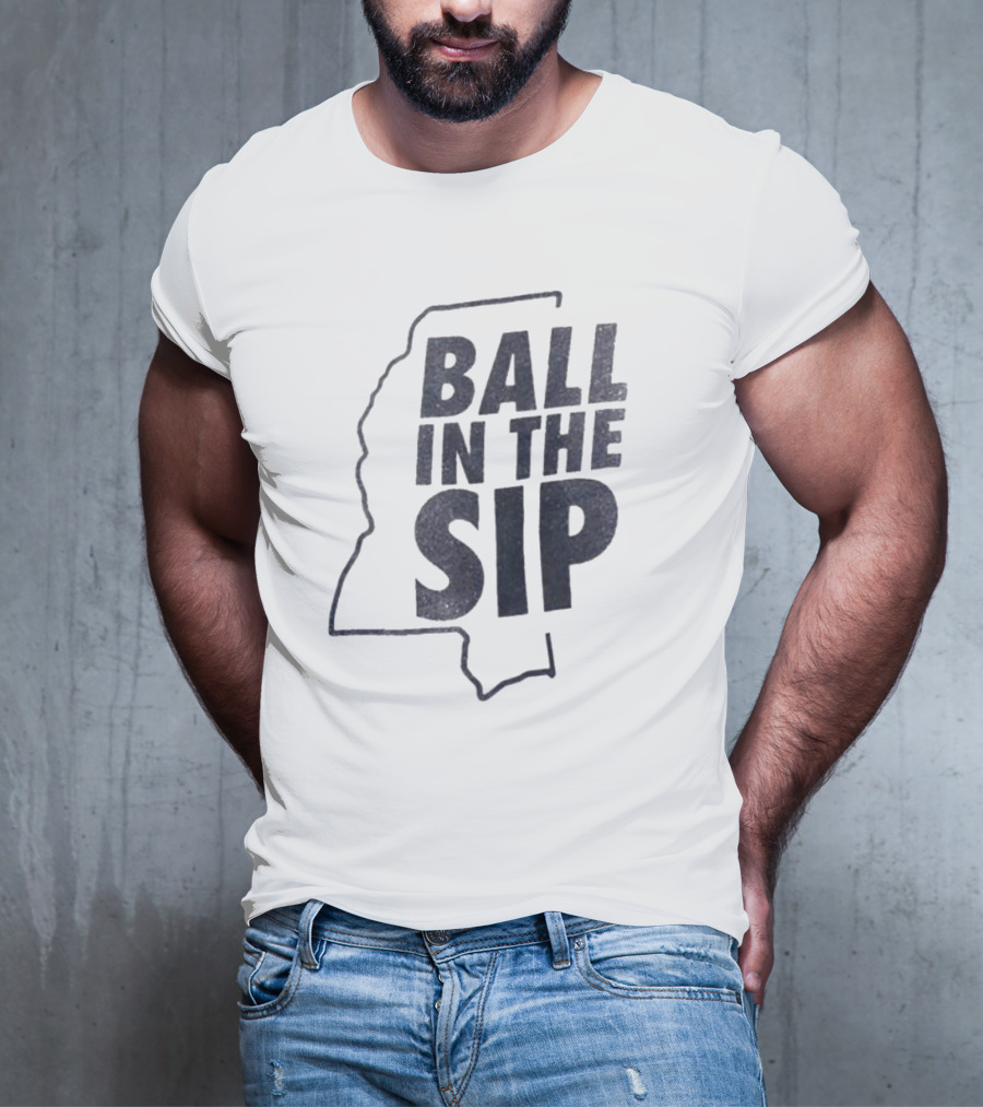Ball In The Sip Mississippi Outline Lane Kiffin T-Shirt