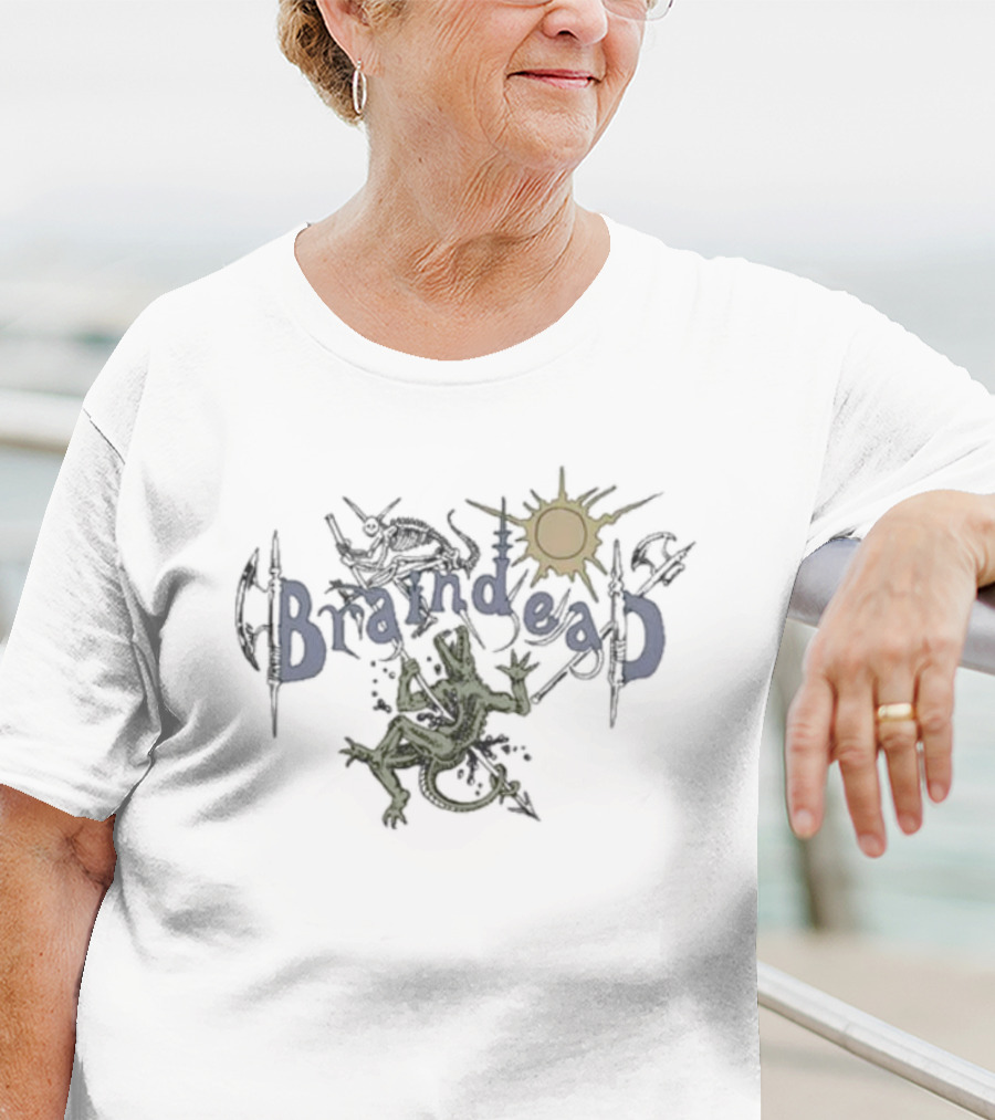 Braindead Lizard Man With Axes And Sun T-Shirt