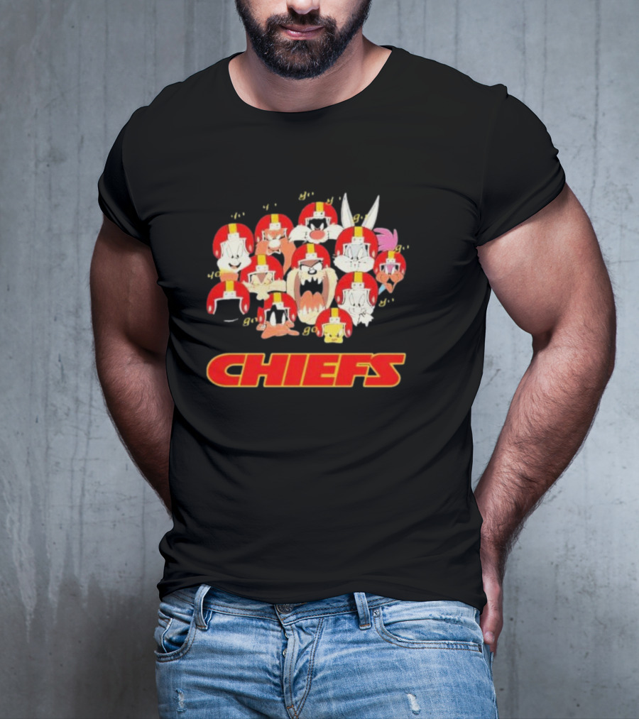 Looney Tunes Characters Chiefs Helmets Kansas City Chiefs T-Shirt