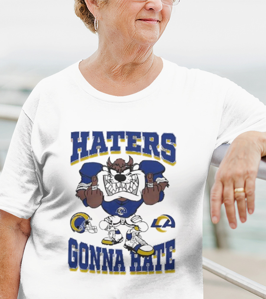 Haters Gonna Hate Los Angeles Rams Mascot Blue And Yellow Football Fan Attitude T-Shirt