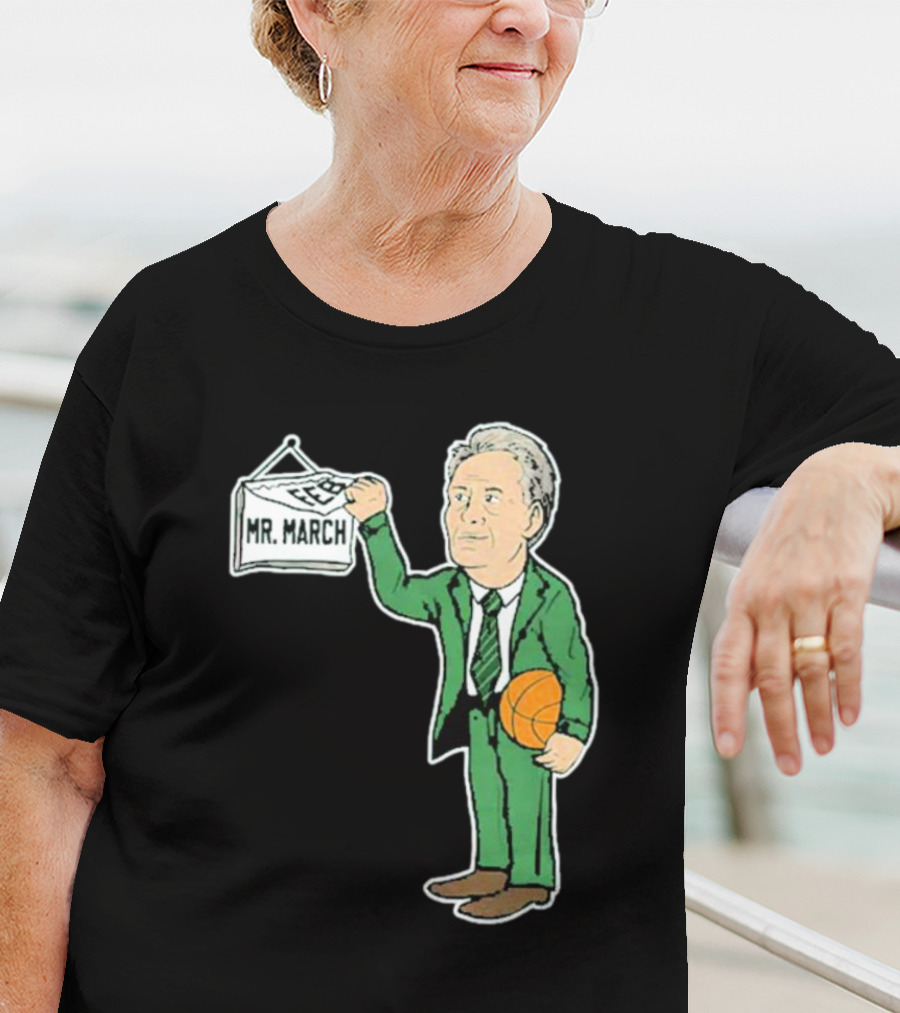 Mr. March Basketball Coach With Calendar In Green Suit Holding Basketball T-Shirt