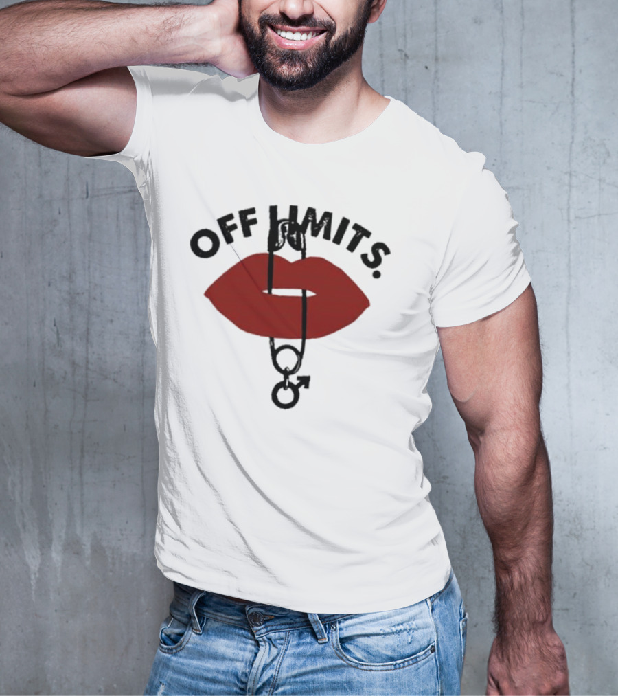 Munawar Faruqui Off Limits Red Lips Safety Pin T-Shirt