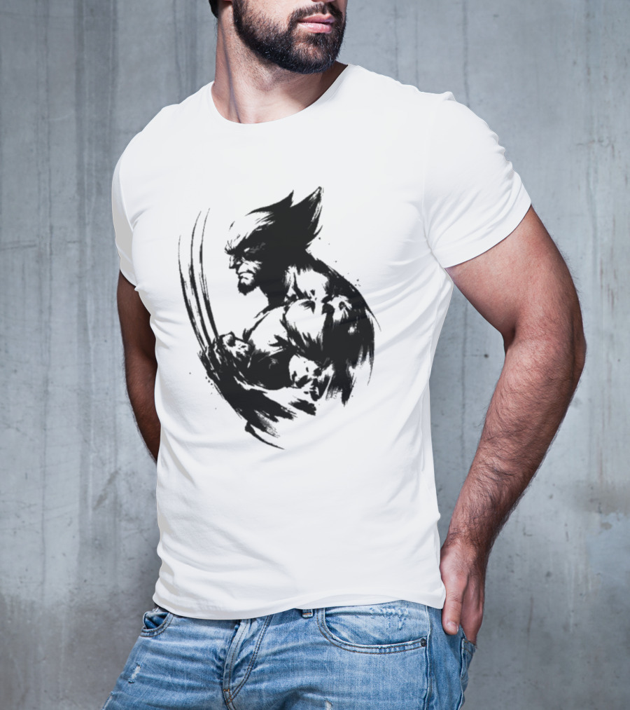 Mutant Inked Wolverine Claw Shadows Sketch T-Shirt