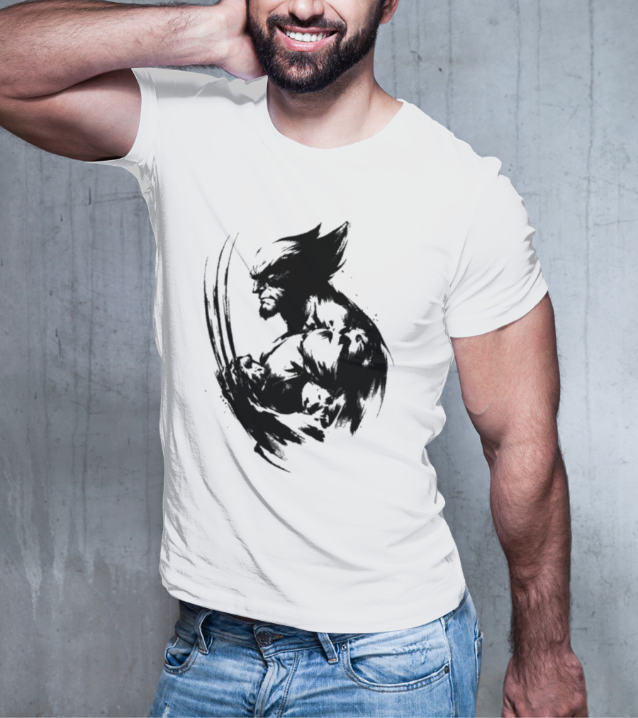 Mutant Inked Wolverine Claw Shadows Sketch T-Shirt