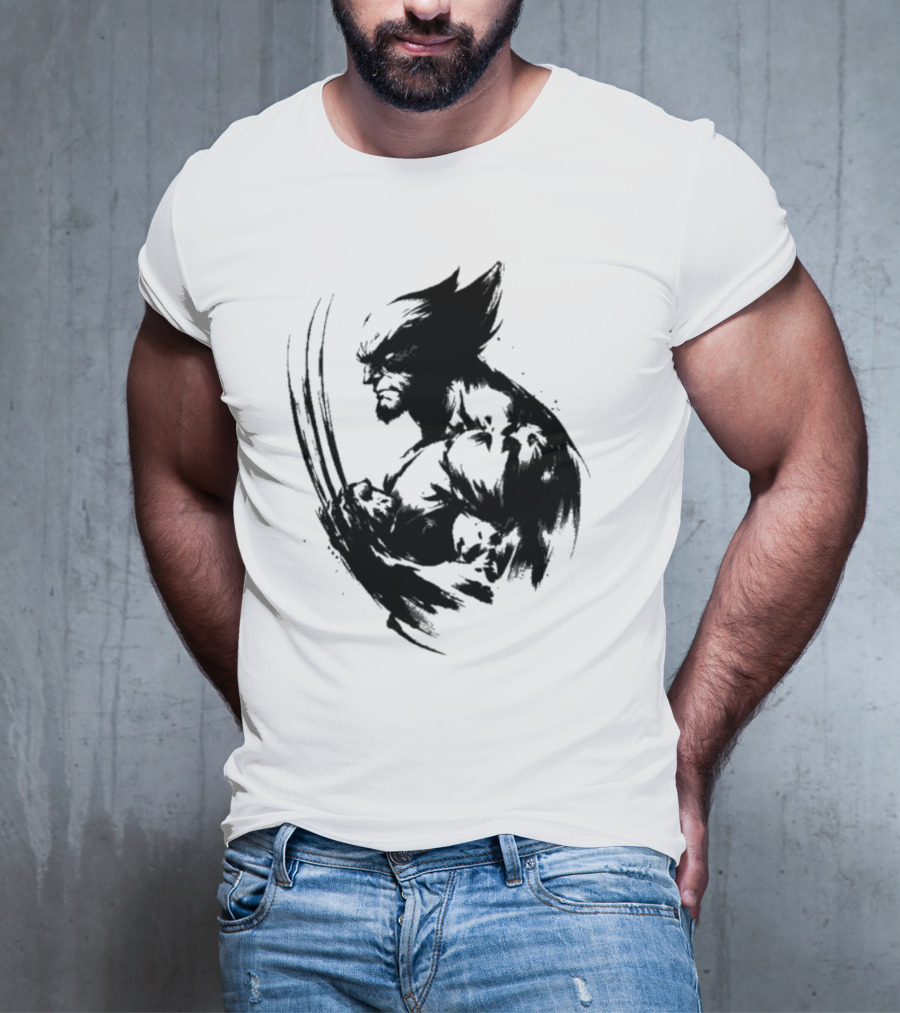 Mutant Inked Wolverine Claw Shadows Sketch T-Shirt