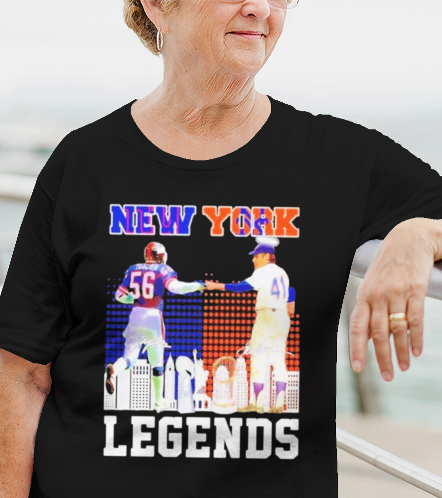 New York Lawrence Taylor Tom Seaver Legends Signatures T-Shirt