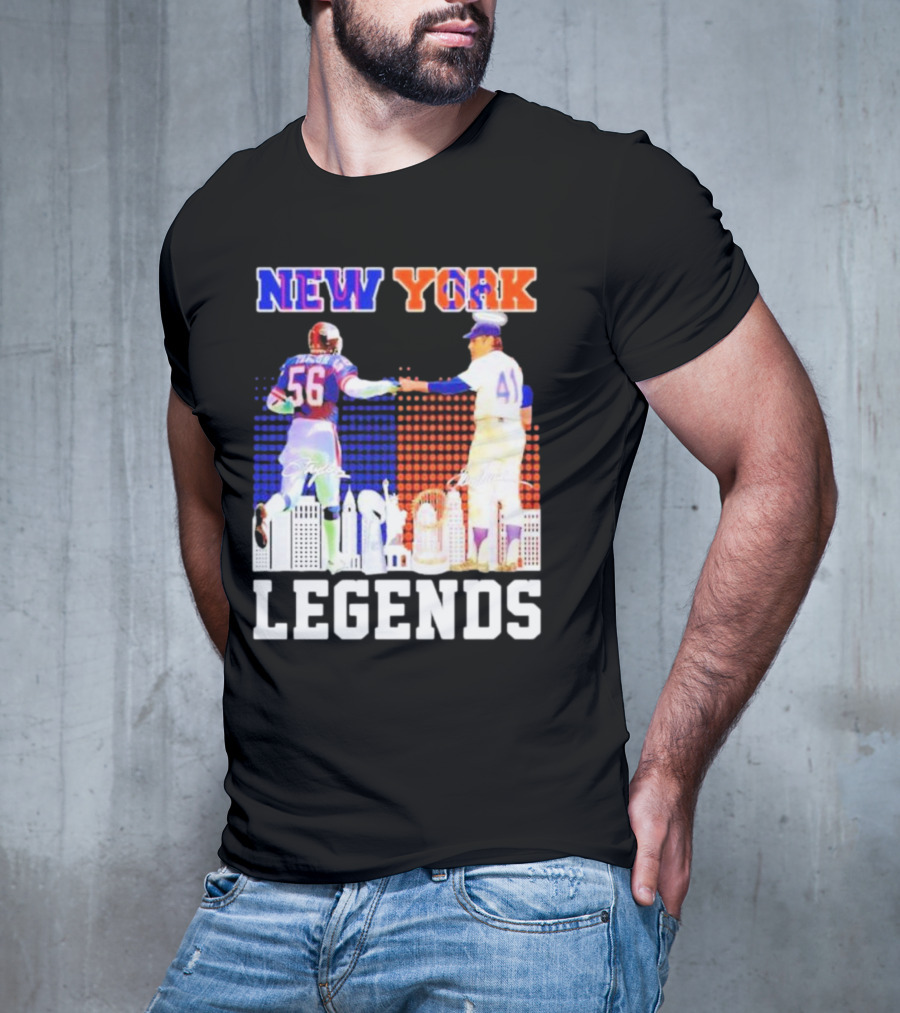New York Lawrence Taylor Tom Seaver Legends Signatures T-Shirt
