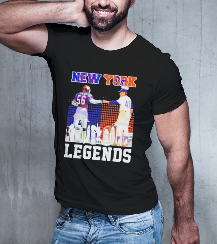 New York Lawrence Taylor Tom Seaver Legends Signatures T-Shirt