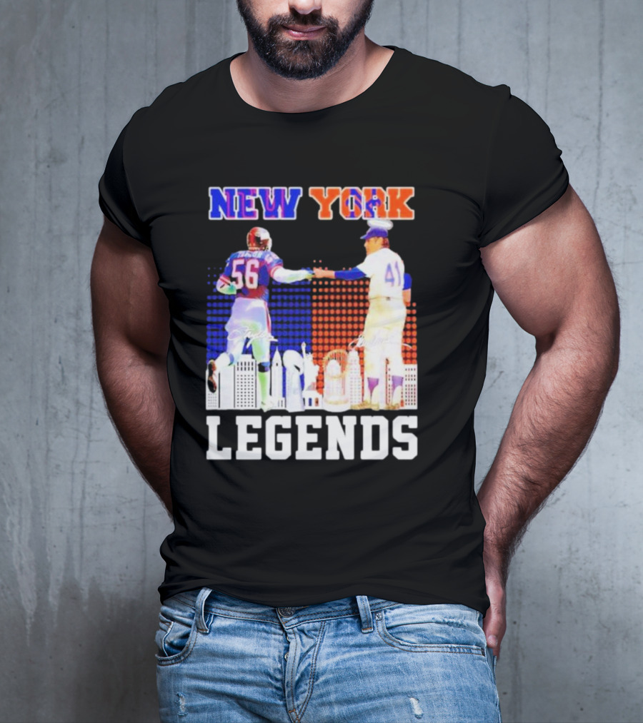 New York Lawrence Taylor Tom Seaver Legends Signatures T-Shirt
