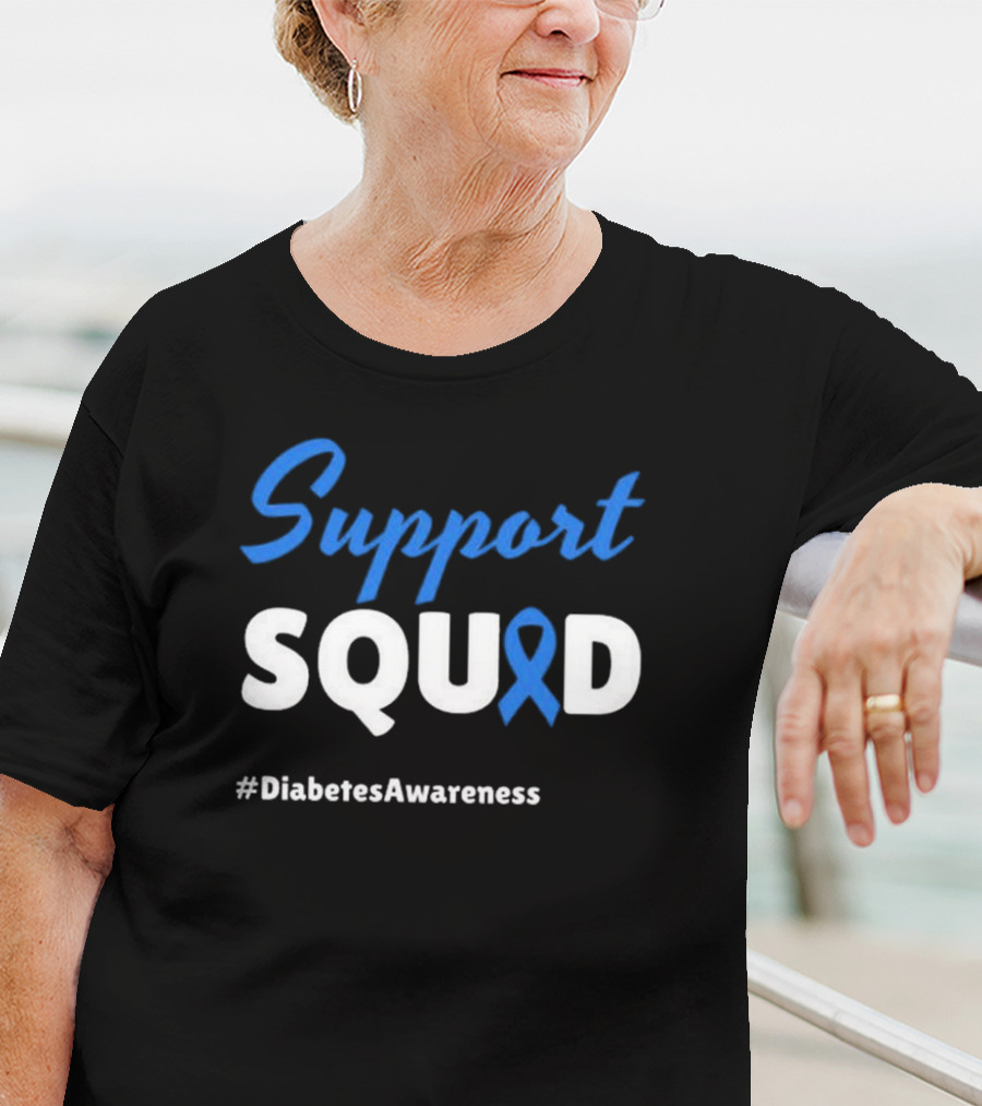 Support Squad Blue Ribbon #DiabetesAwareness T-Shirt