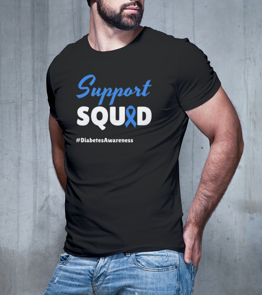 Support Squad Blue Ribbon #DiabetesAwareness T-Shirt