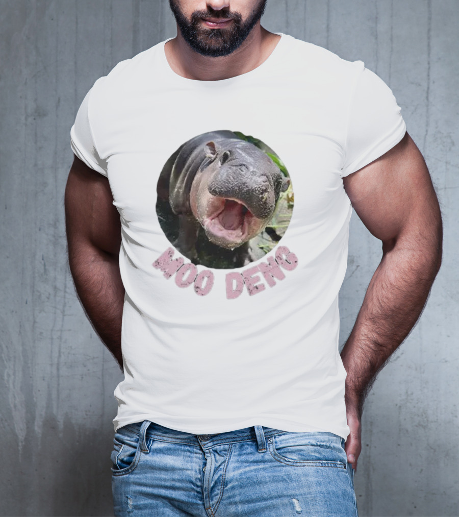 Moo Deng Cute Baby Hippo Picture Thai Bouncy Pig T-Shirt