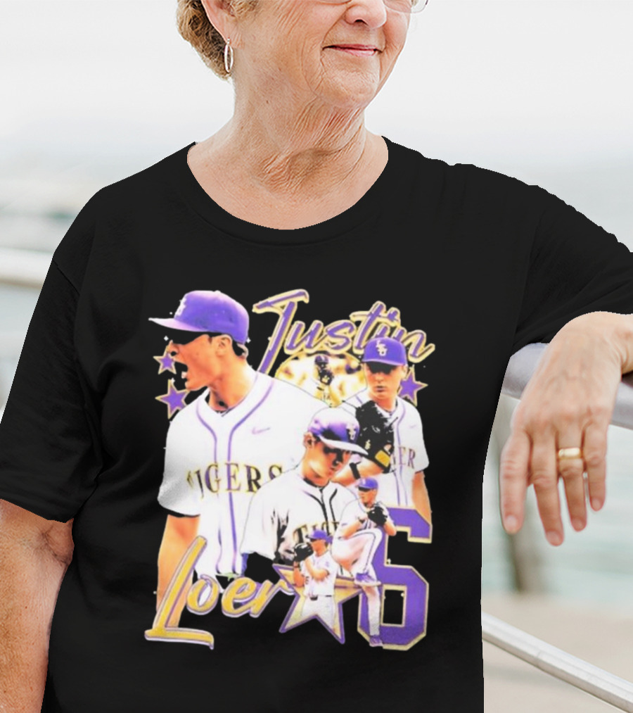 Justin Loer 6 LSU Tigers Baseball Pitcher Collage T-Shirt