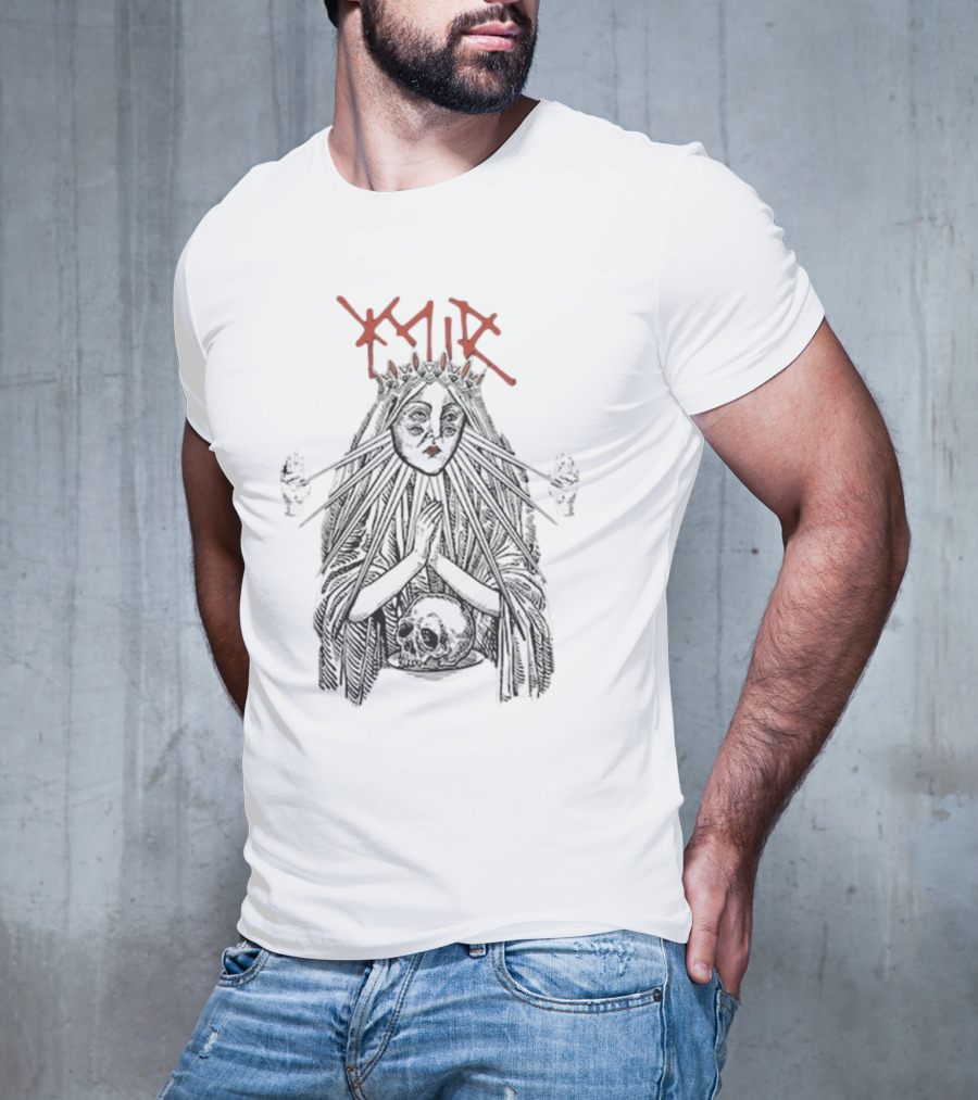 YMIR Fatal Faith Crowned Figure With Skull And Radiating Hands T-Shirt