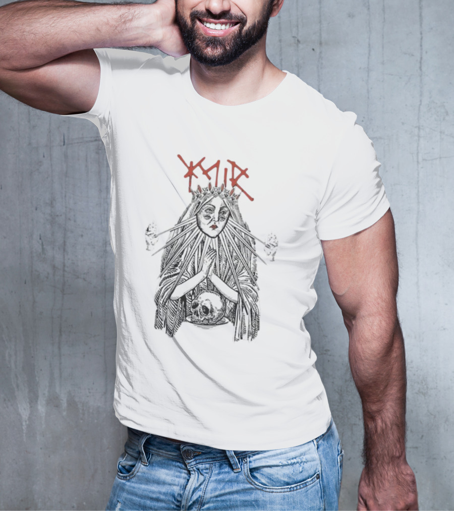 YMIR Fatal Faith Crowned Figure With Skull And Radiating Hands T-Shirt