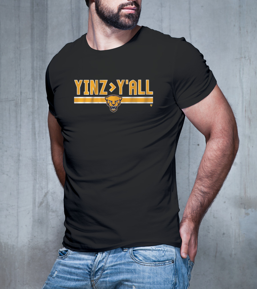 Pitt Football Yinz Greater Than Y’All Panther Face Emblem T-Shirt