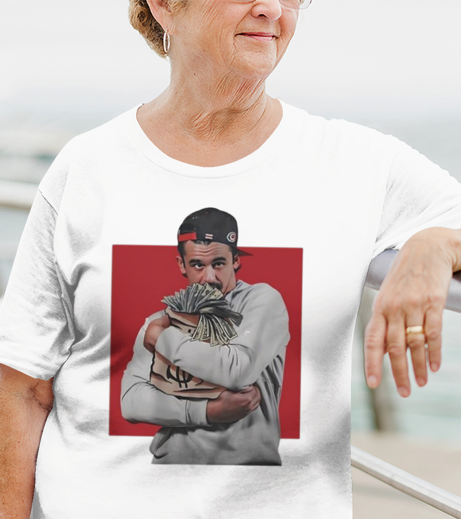 Seth Jarvis Holding Money Bag In Hockey Cap T-Shirt