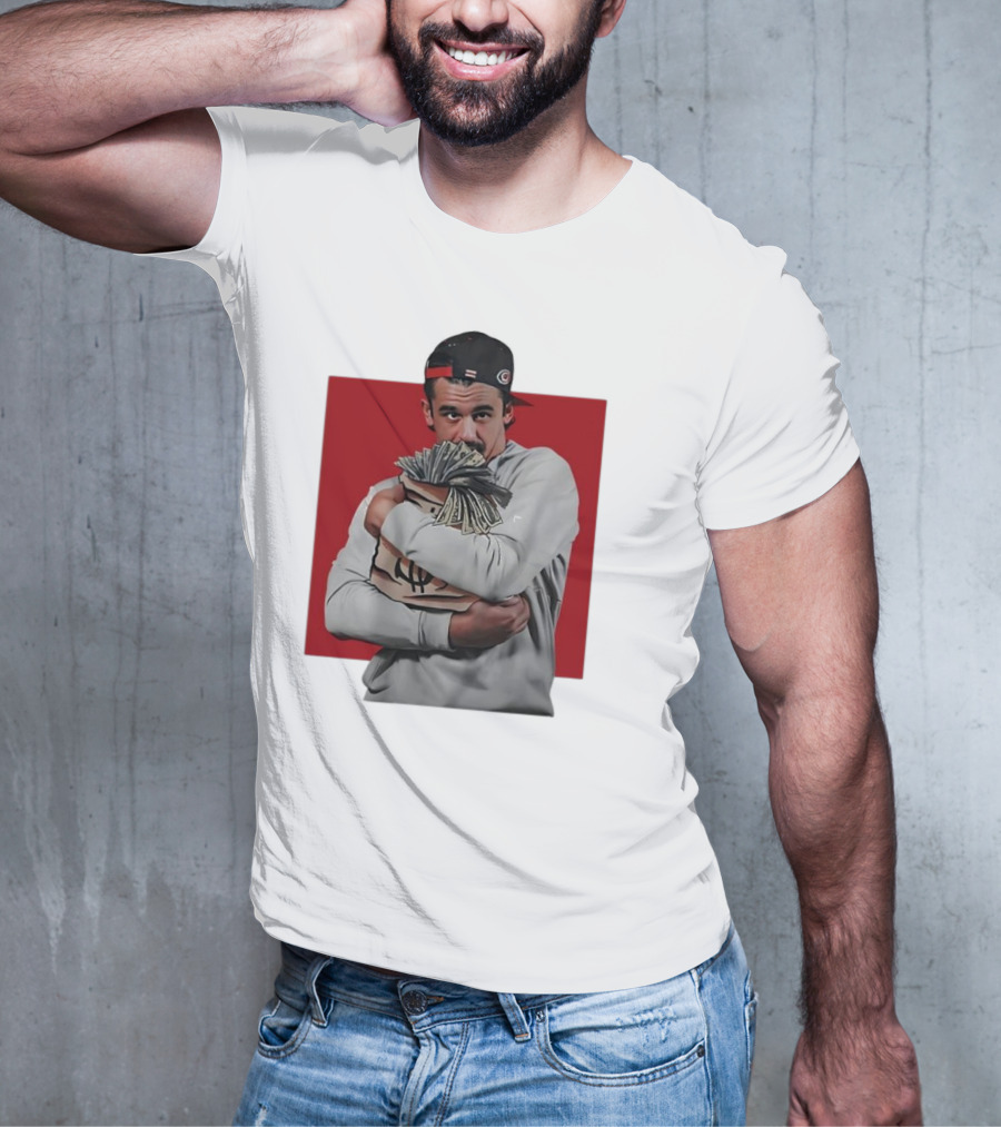 Seth Jarvis Holding Money Bag In Hockey Cap T-Shirt