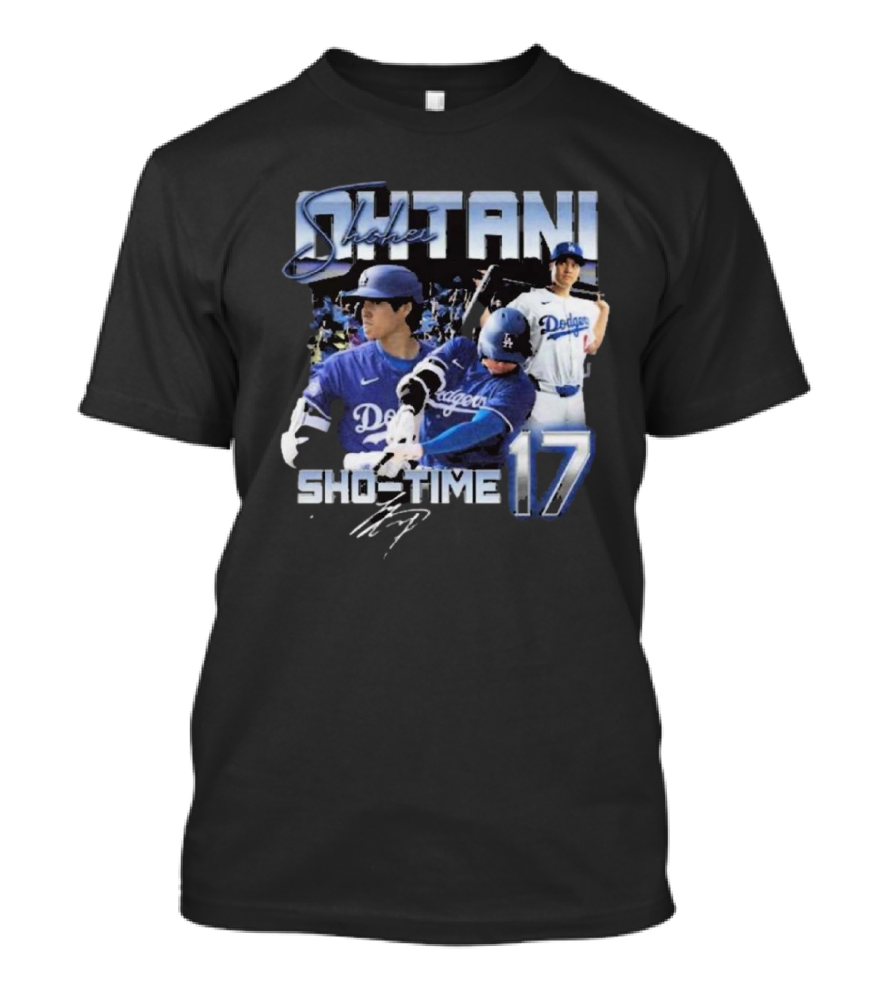 Shohei Ohtani Dodgers Sho Time 17 Signature Baseball Action T-Shirt