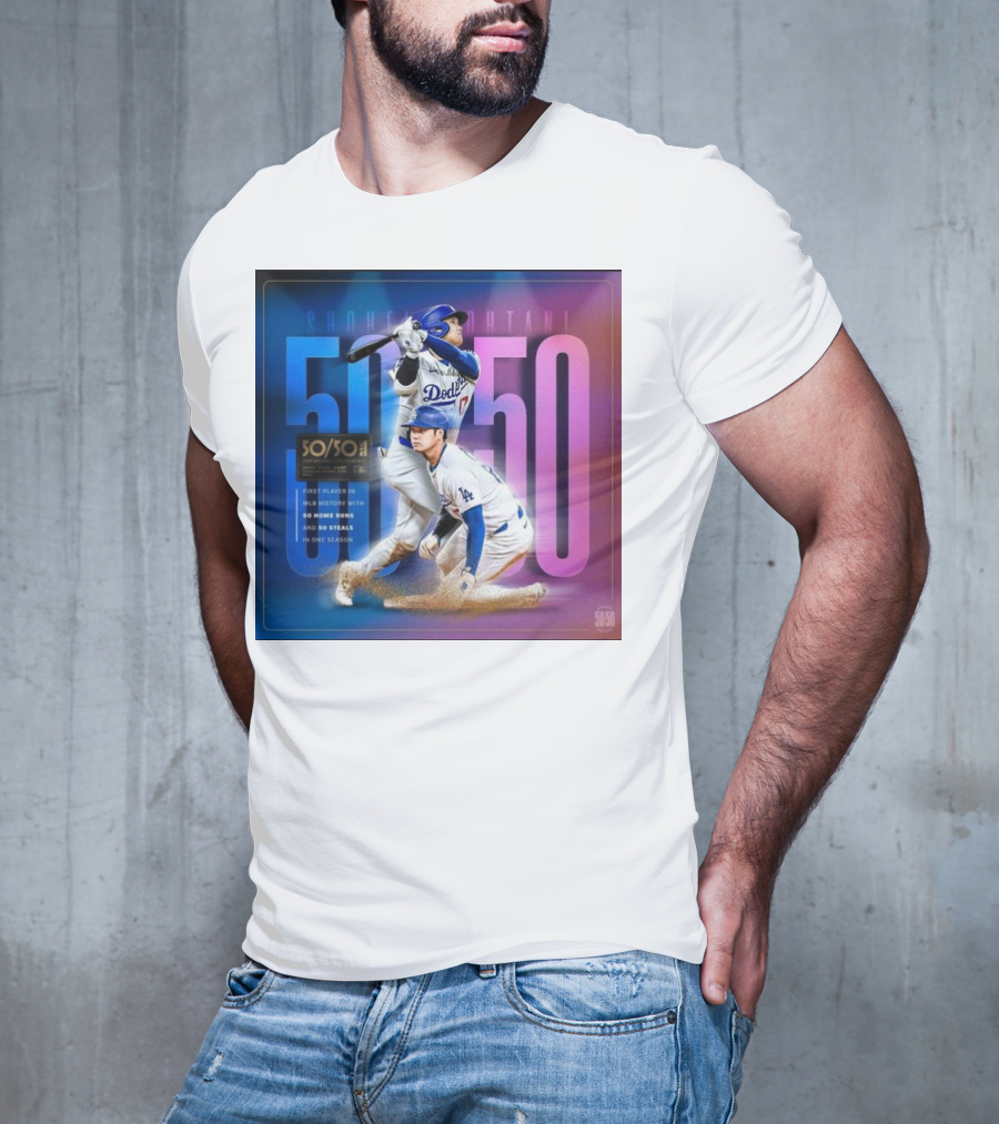 Shohei Ohtani 50/50 First Player MLB History 50 Home Runs And Steals Dodgers T-Shirt