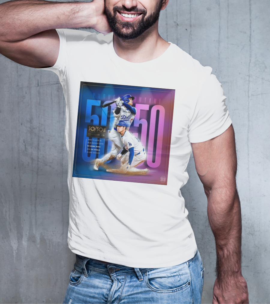 Shohei Ohtani 50/50 First Player MLB History 50 Home Runs And Steals Dodgers T-Shirt
