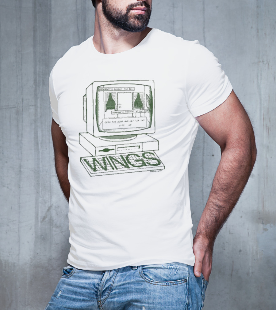 Somebody’s Ringin’ The Bell Someone’s Knockin’ At The Door Open The Door And Let ‘Em In Wings Retro Computer T-Shirt