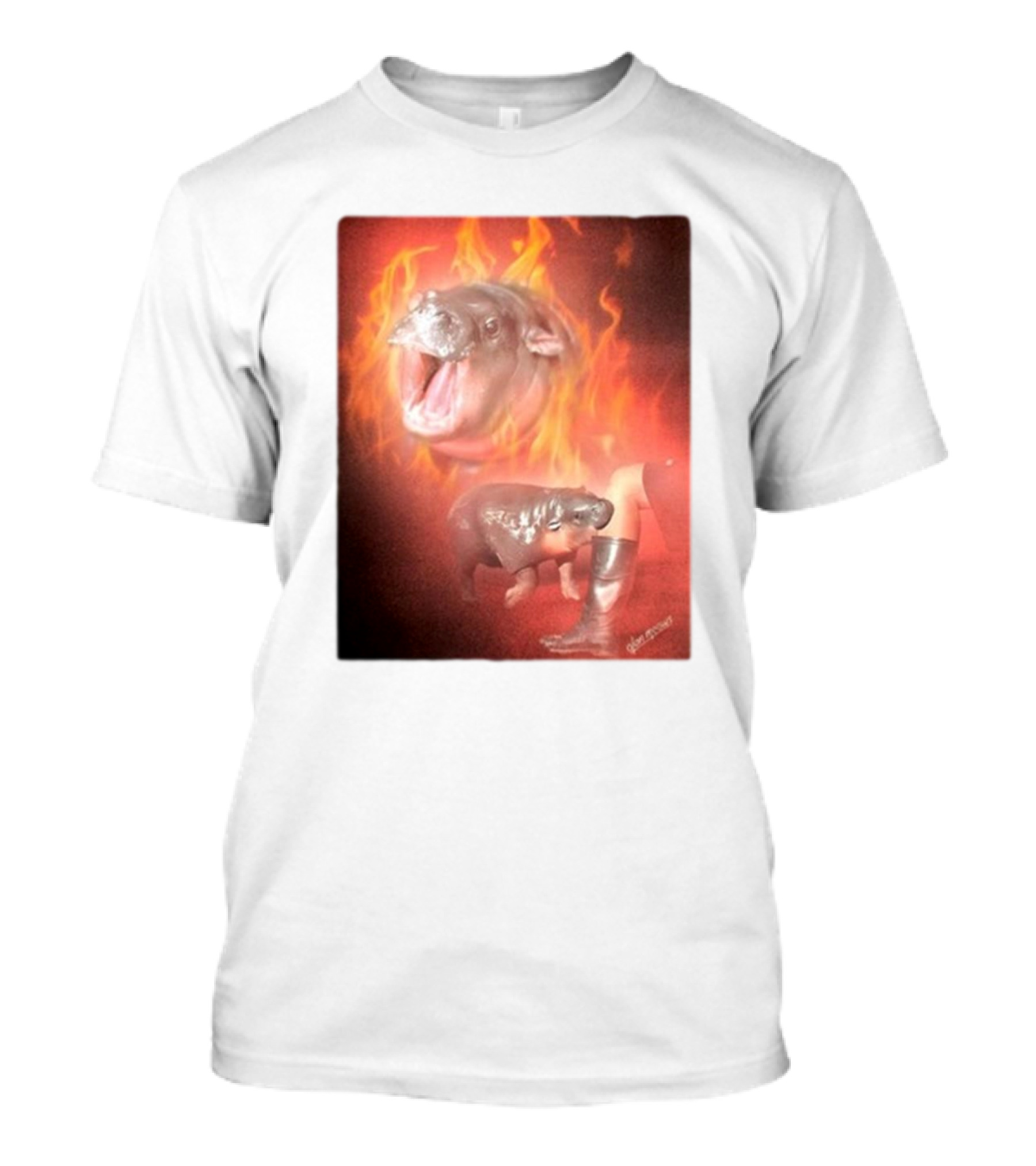 Twaniimals Moo Deng Mood Hippos On Fire T-Shirt