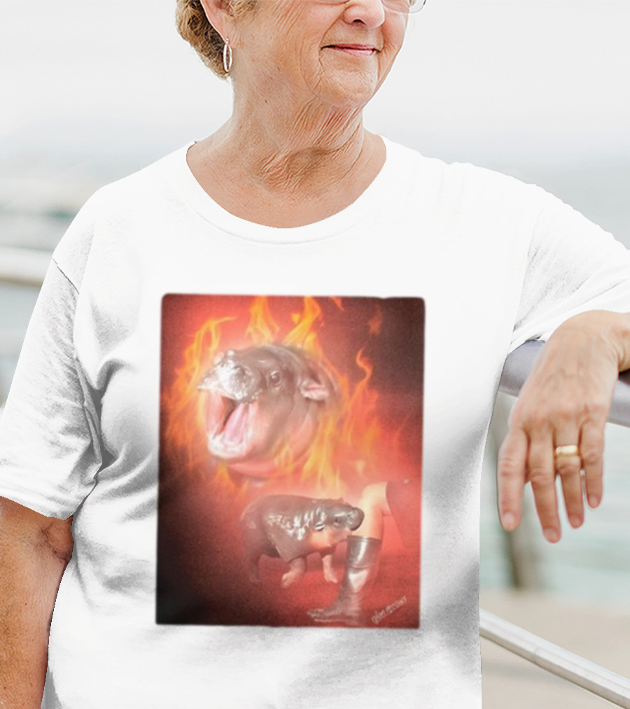 Twaniimals Moo Deng Mood Hippos On Fire T-Shirt