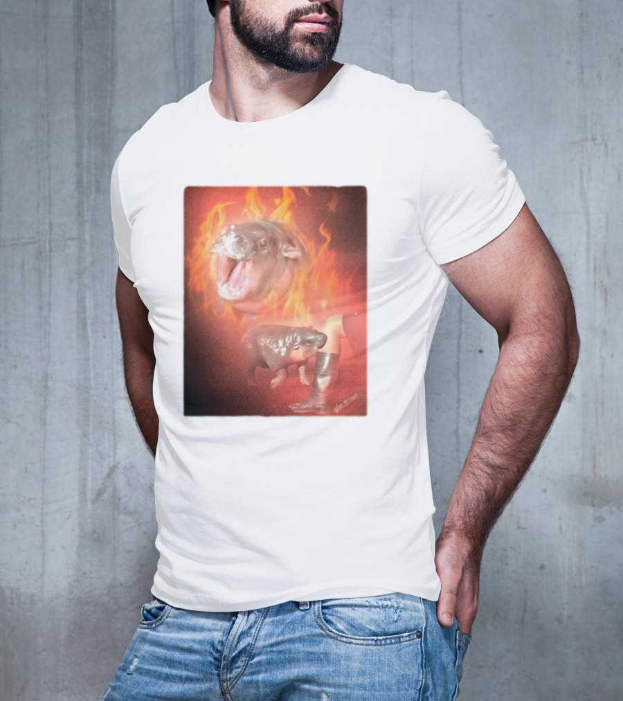 Twaniimals Moo Deng Mood Hippos On Fire T-Shirt