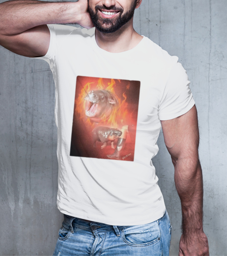 Twaniimals Moo Deng Mood Hippos On Fire T-Shirt