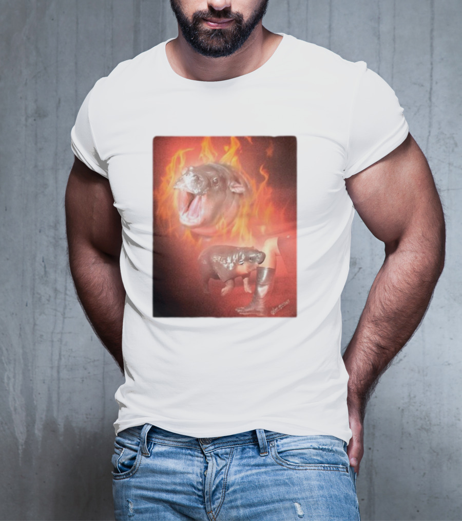 Twaniimals Moo Deng Mood Hippos On Fire T-Shirt