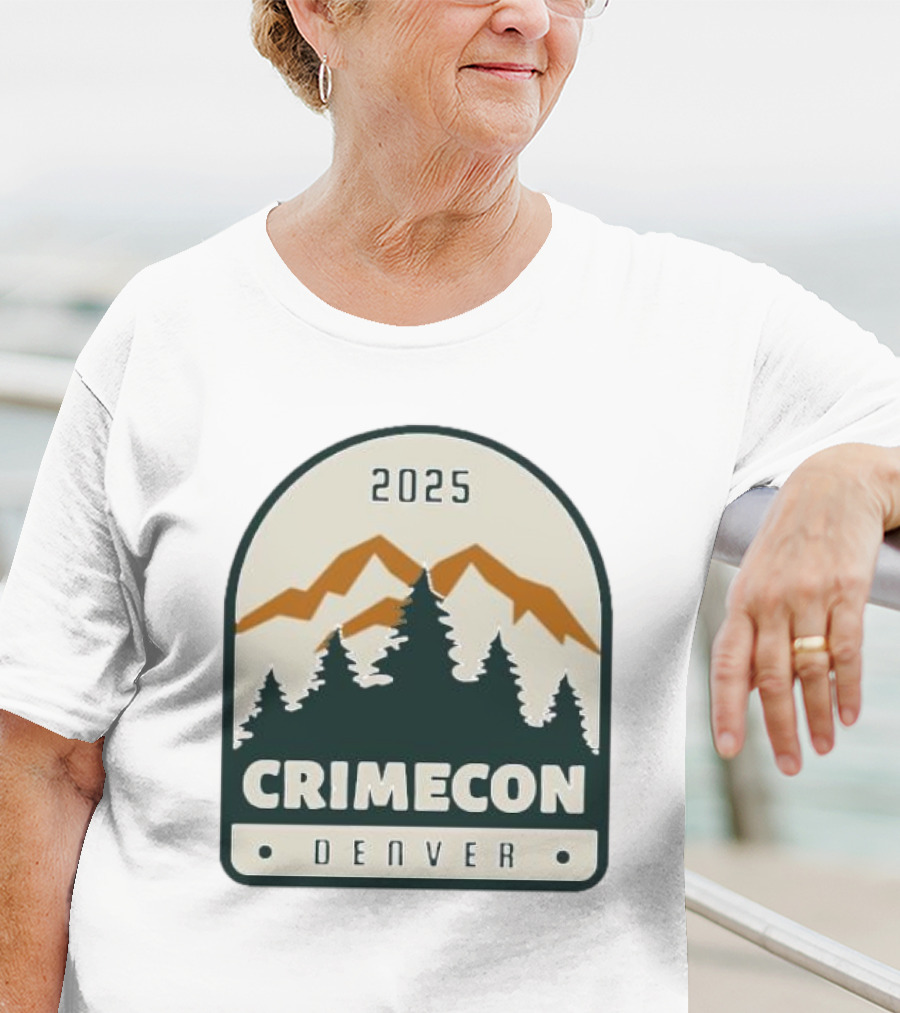 2025 Crimecon Denver Colorado Mountain Forest Badge T-Shirt