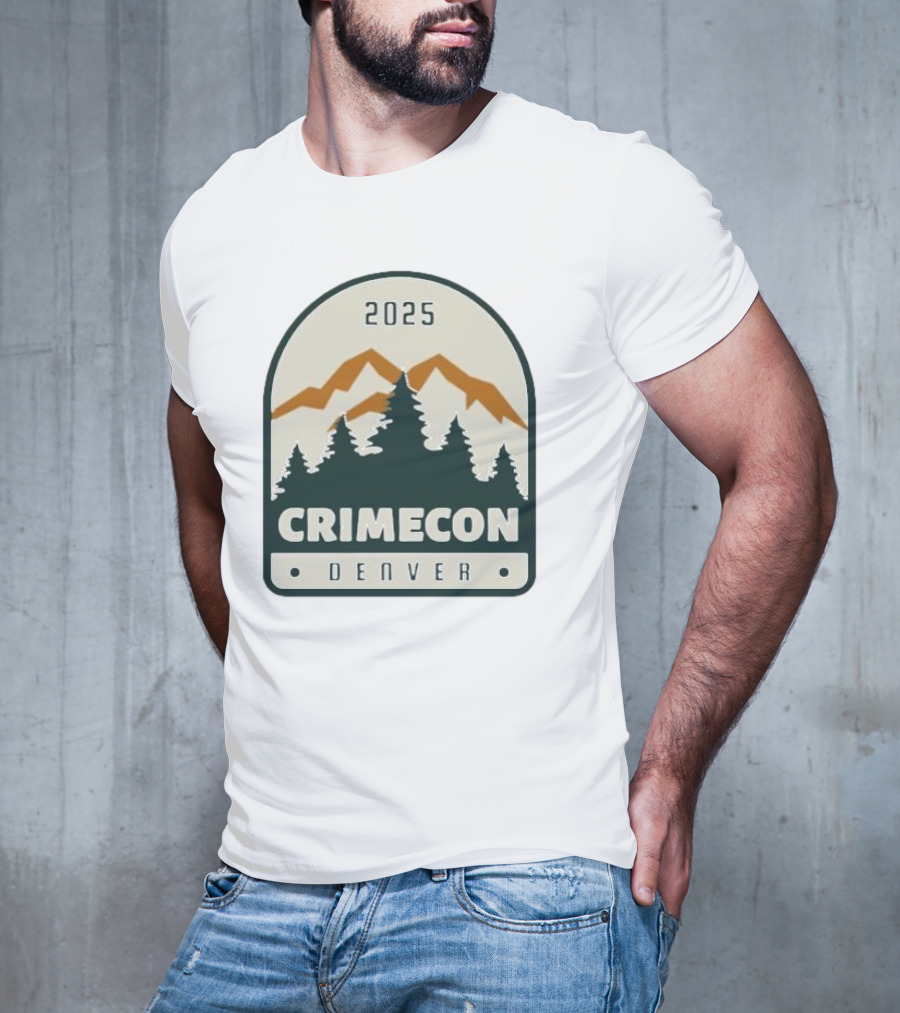 2025 Crimecon Denver Colorado Mountain Forest Badge T-Shirt