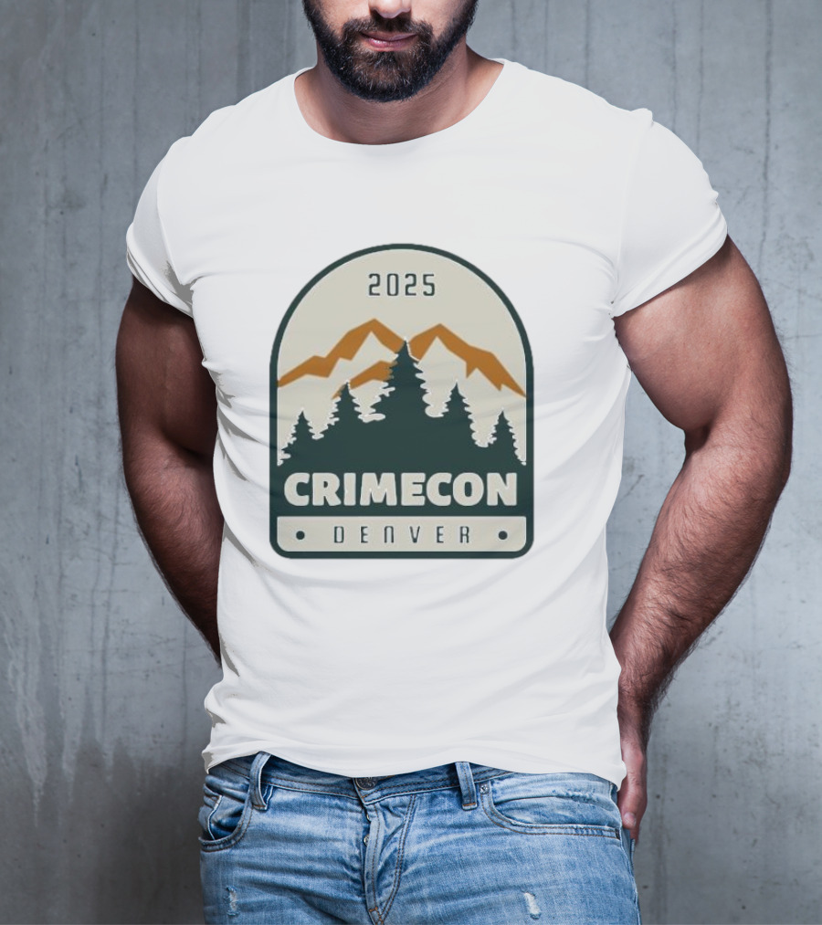 2025 Crimecon Denver Colorado Mountain Forest Badge T-Shirt
