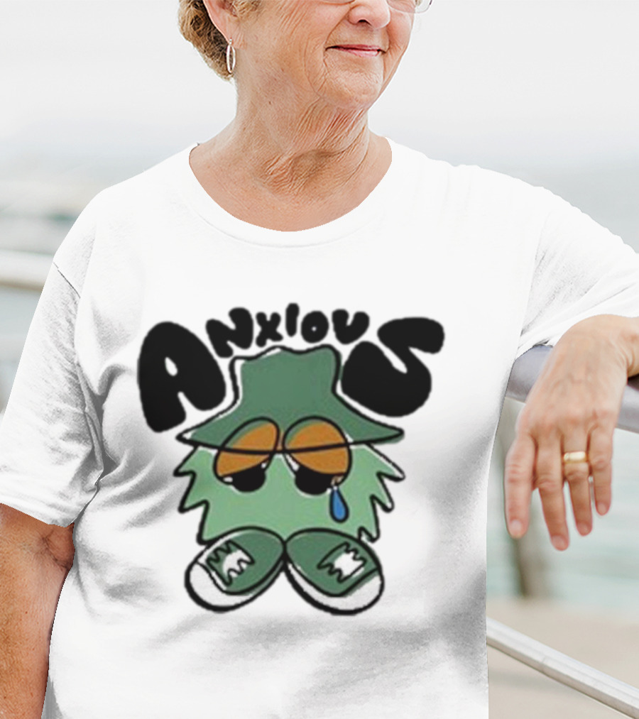 Anxious Fuzzball Green Teardrop Sneaker Character T-Shirt