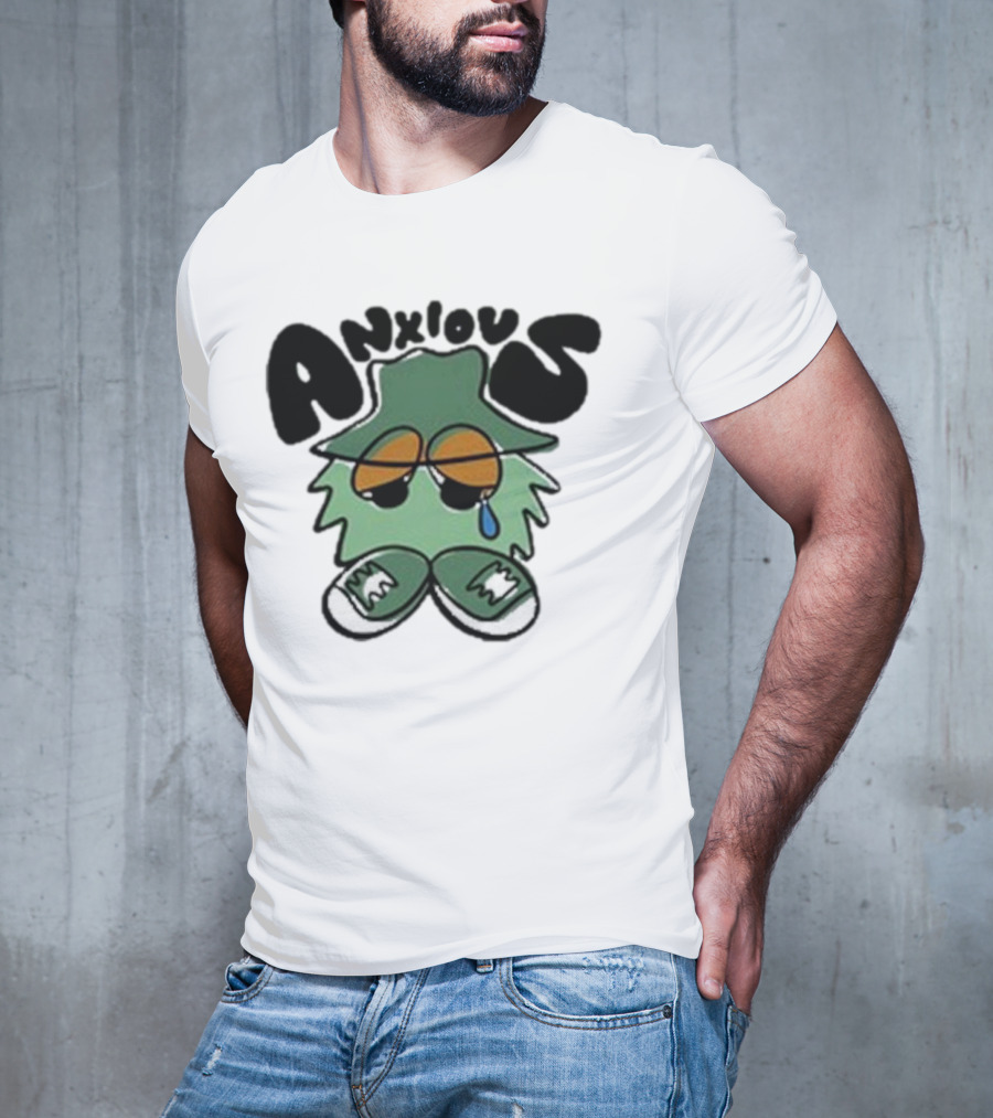 Anxious Fuzzball Green Teardrop Sneaker Character T-Shirt