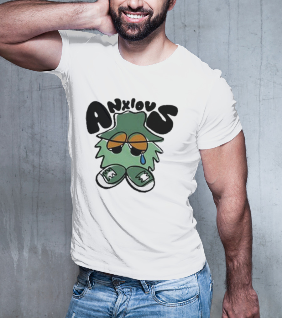 Anxious Fuzzball Green Teardrop Sneaker Character T-Shirt
