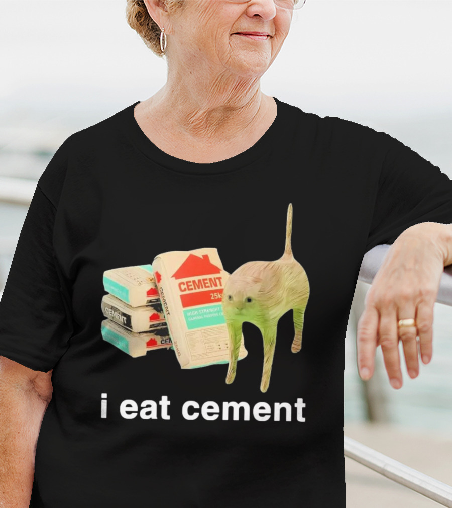 I Eat Cement Cursed Cat With Cement Bags T-Shirt
