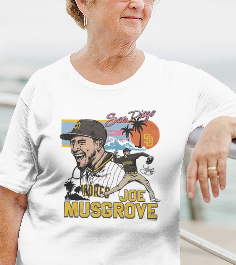 San Diego Padres Joe Musgrove MLB Homage Signature Painting T-Shirt