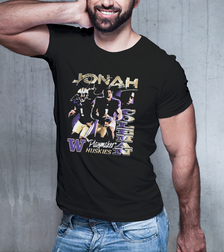 Jonah Coleman Washington Huskies Playmaker 90s Retro Signature W Huskies T-Shirt